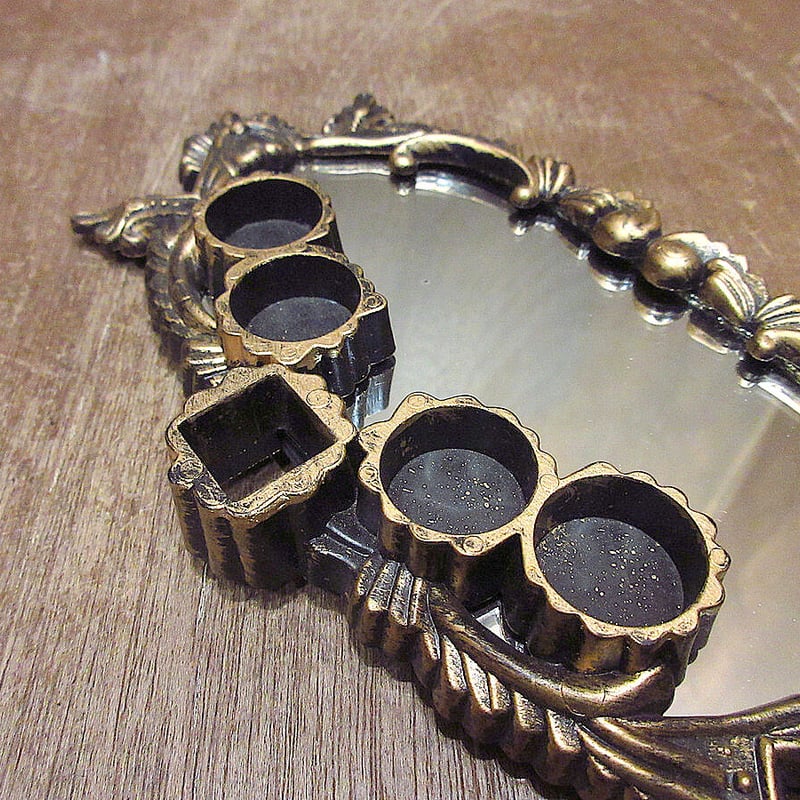 ビンテージ○リップホルダー付きプラスチックミラースタンド○231012j6