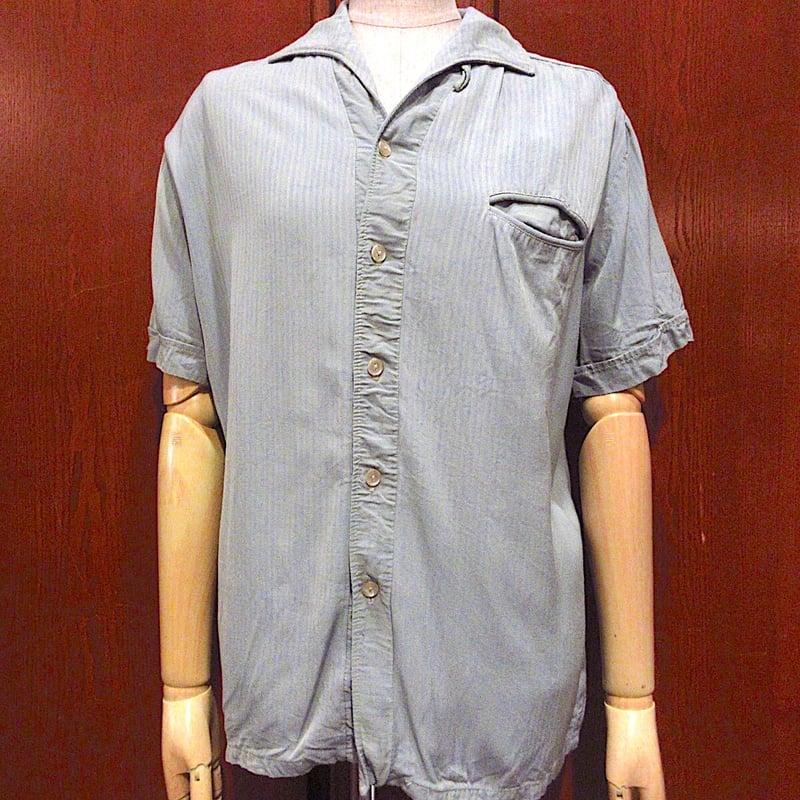 ビンテージ50's60's○MR.JACK半袖ループカラーシャツライムグリーン