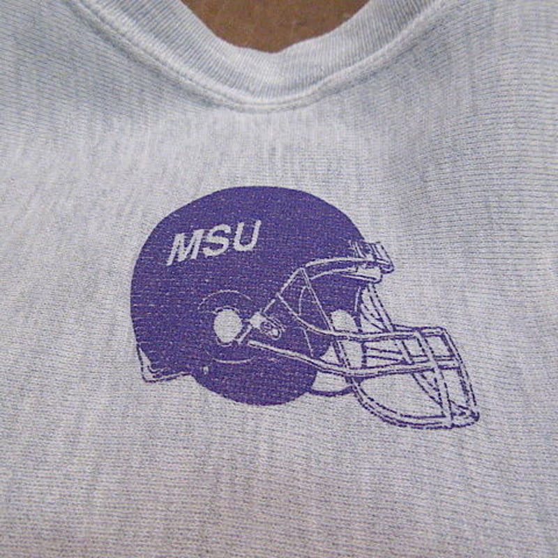 ビンテージ○Champion MANKATO STATE FOOTBALLリバースウィーブスウ