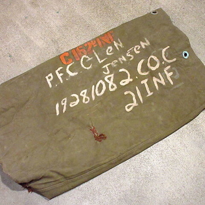 ビンテージ40's○ミリタリーステンシル&ハンドペイント入りダッフル