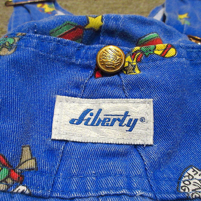 ビンテージ○Libertyキッズ飛行機総柄オーバーオールsize 3T