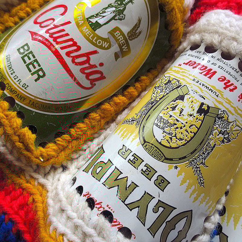 【日本製】 ビンテージ○OLYMPIA BEERハンドメイドビール缶ニットハット 看板