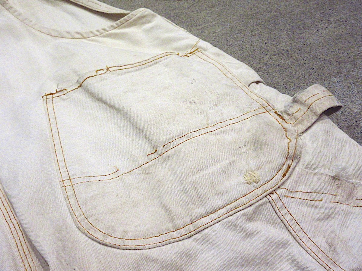 ビンテージ70's○BIG MACエプロン付きダブルニーオーバーオール生成り