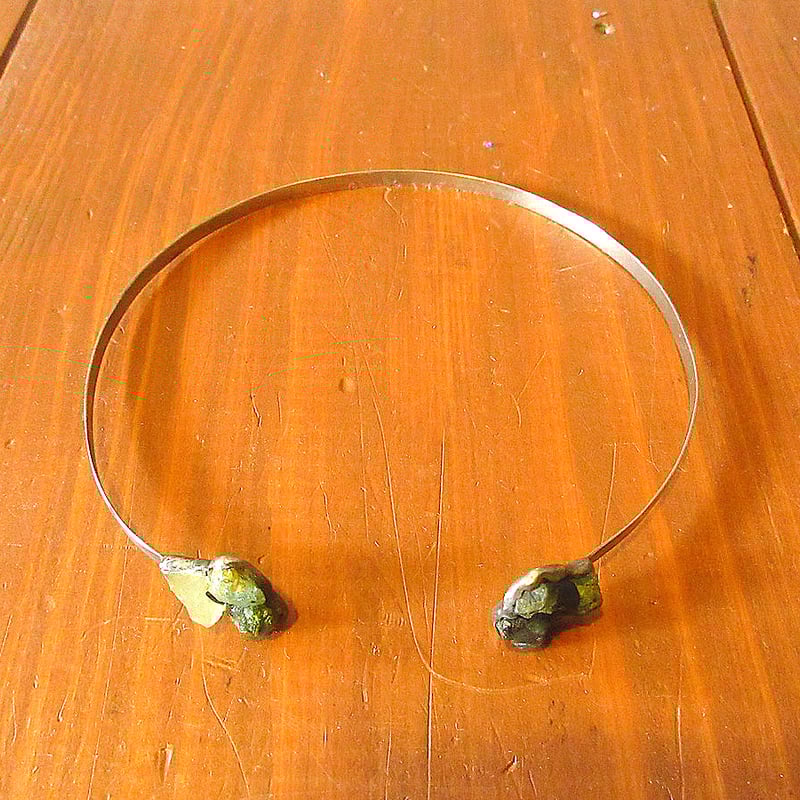 ビンテージ○石付きスターリングシルバーチョーカー○240429k6