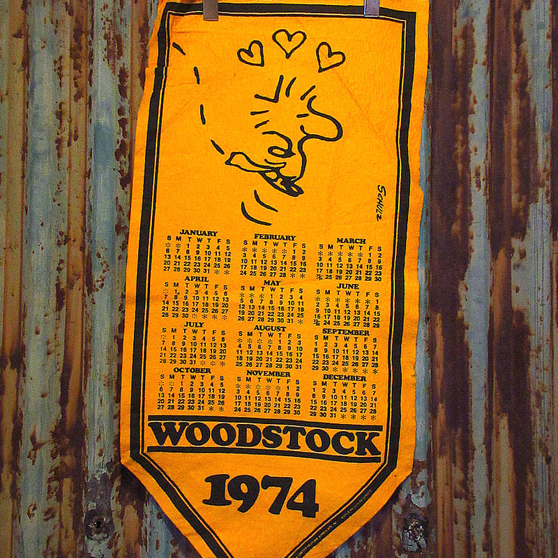 ビンテージ70's○WOODSTOCKフェルトバナーカレンダー1974 ビンテージ70's○WOODSTOCKフェルトバナーカレンダー1974