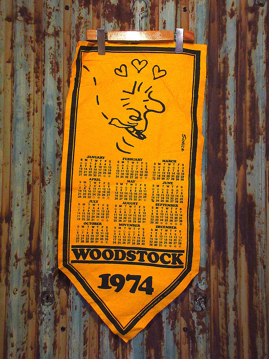 ビンテージ70's○WOODSTOCKフェルトバナーカレンダー1974 ビンテージ70's○WOODSTOCKフェルトバナーカレンダー1974