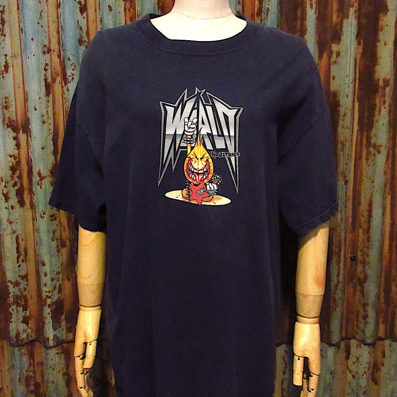 ビンテージ90's-2000's○World Industriesプリント入りTシャツ紺siz