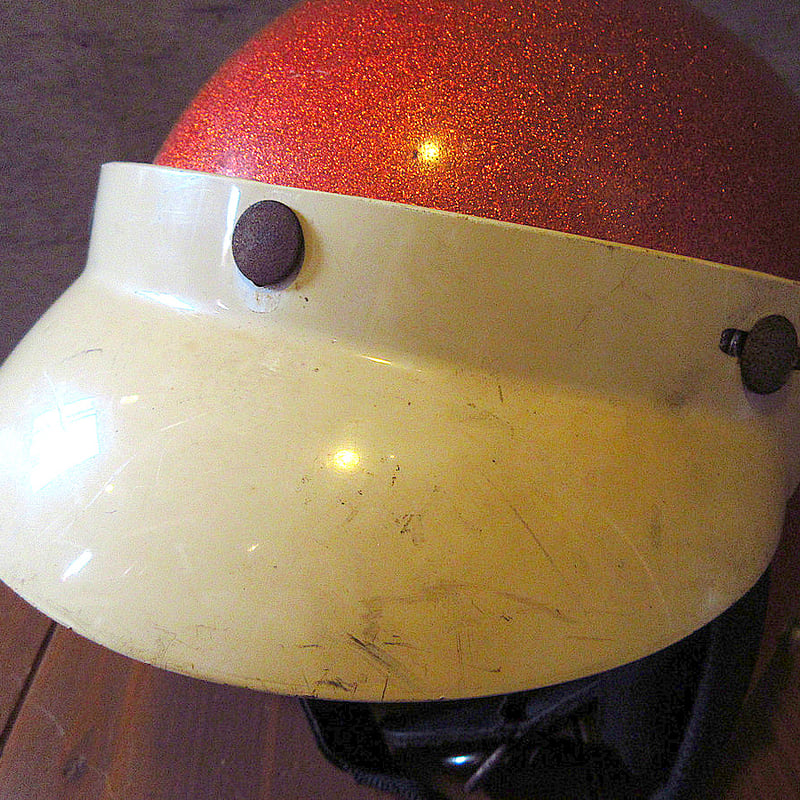 ビンテージ70's○バイザー付きジェットヘルメットメタリックオレンジ