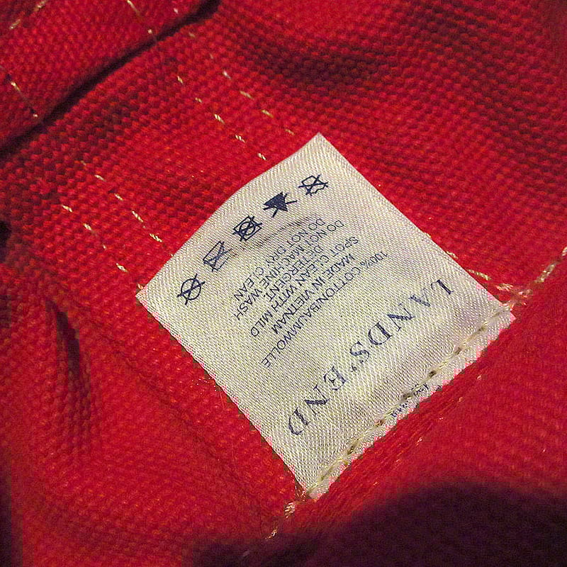 LAND'S ENDキャンバストートバッグ赤○250430k7-bag-ttランズエンド