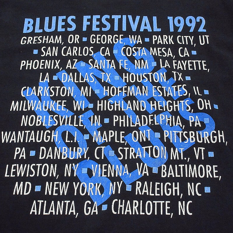 90s USA製 B.B KING ブルースミュージックフェスティバル Tシャツ ビンテージ90's○B.B.KING BLUES FESTIVAL 1992プリントTシャツ黒
