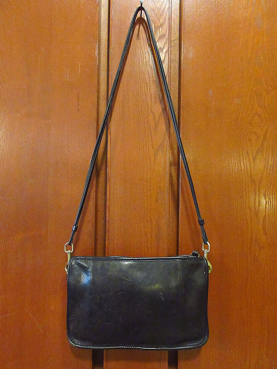 ビンテージ○オールドコーチレザーショルダーバッグ黒○240703i7-bag