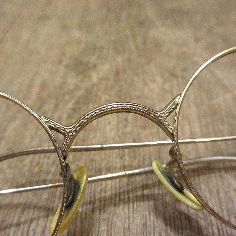 ビンテージ30's○B&L 1/10 12KGFサイドマウント彫金ラウンド眼鏡