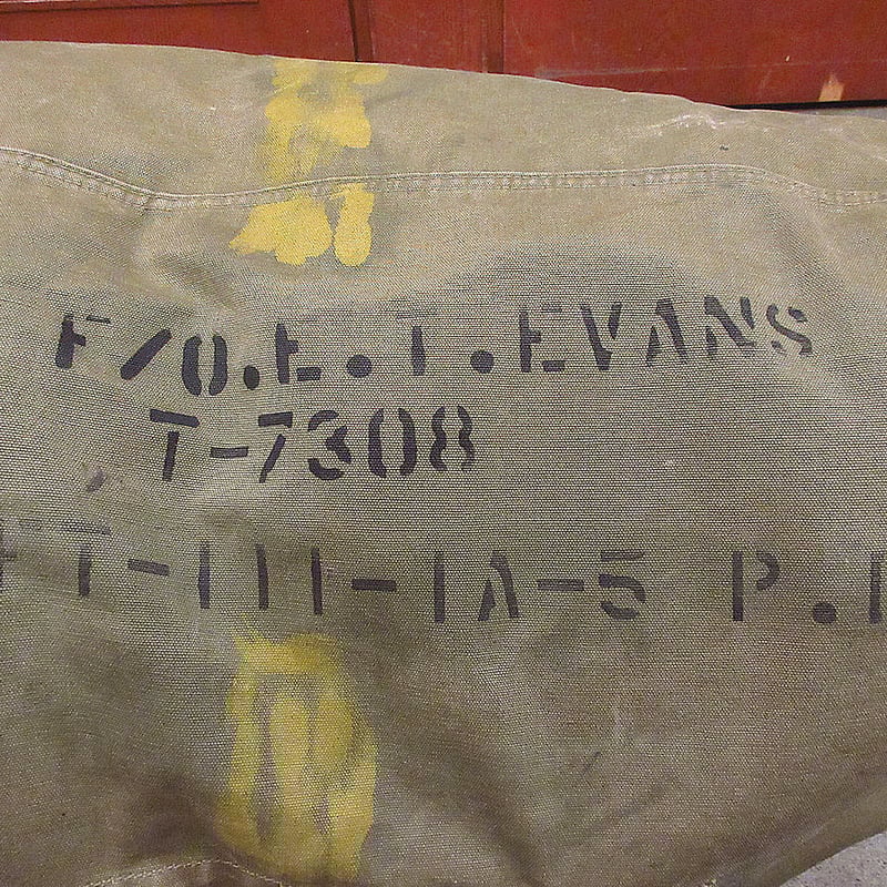 ビンテージ40's○ミリタリーステンシル入りキャンバスダッフルバッグ