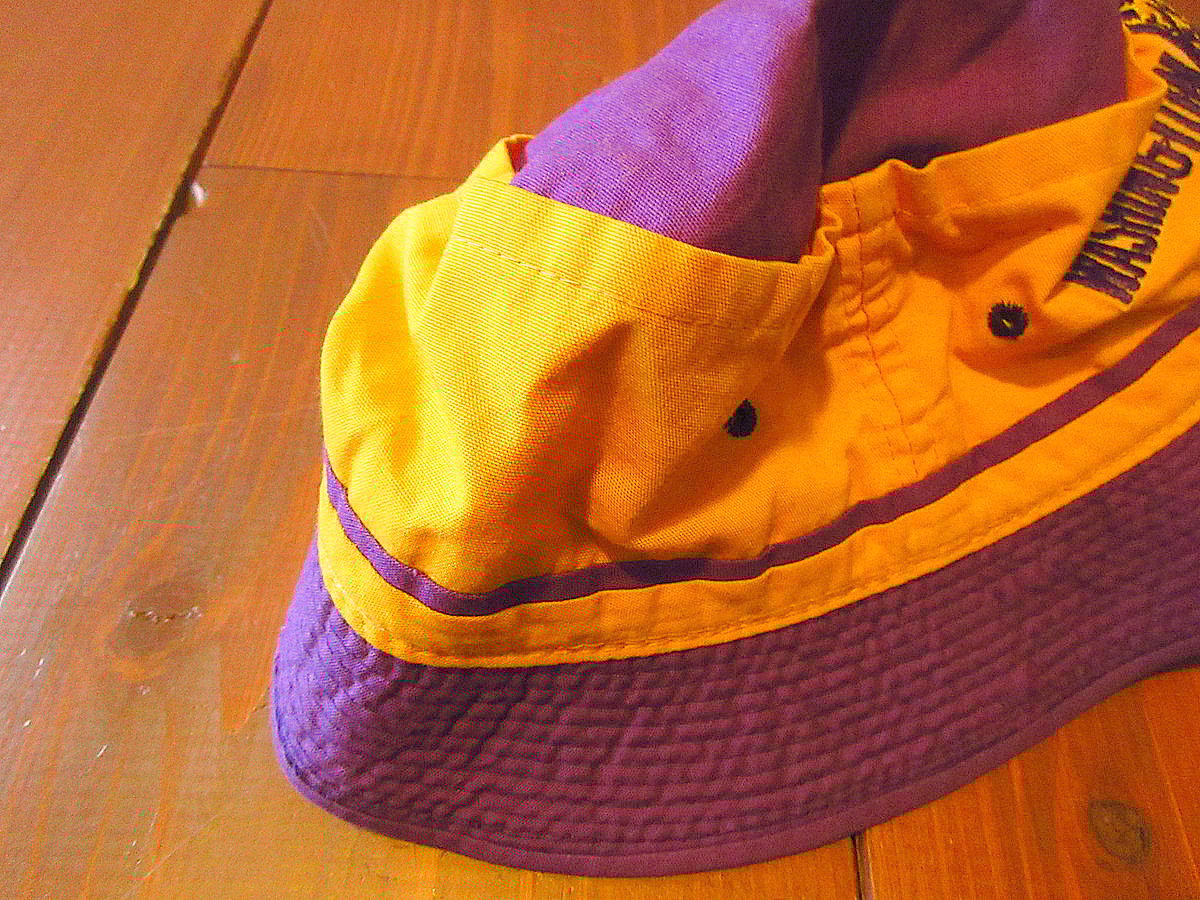 ビンテージ70's○WASHINGTON HUSKIESバケットハット紫×黄色size
