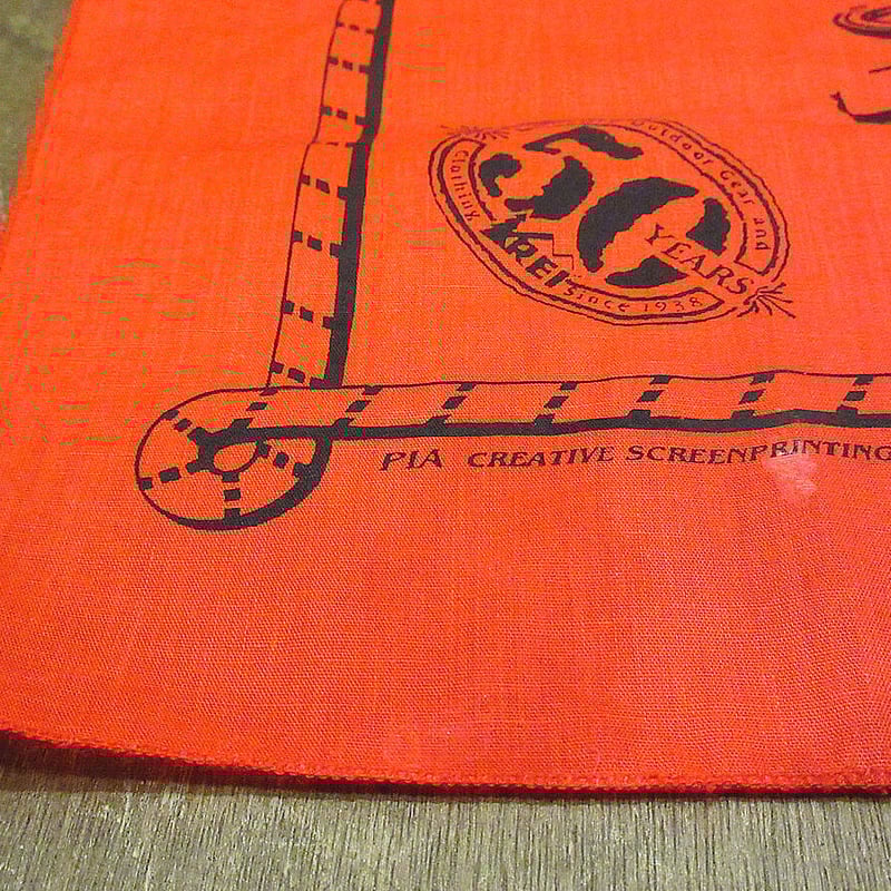 ビンテージ80's○REI 50周年記念バンダナ赤○220627i5-bnd 1980sアウト