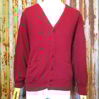 ビンテージ80’s●DEADSTOCK U.S.LINERS SPORTSWEARアクリルカーディガン バーガンディsize S●241110k1-m-cdg 1980sデッドストック