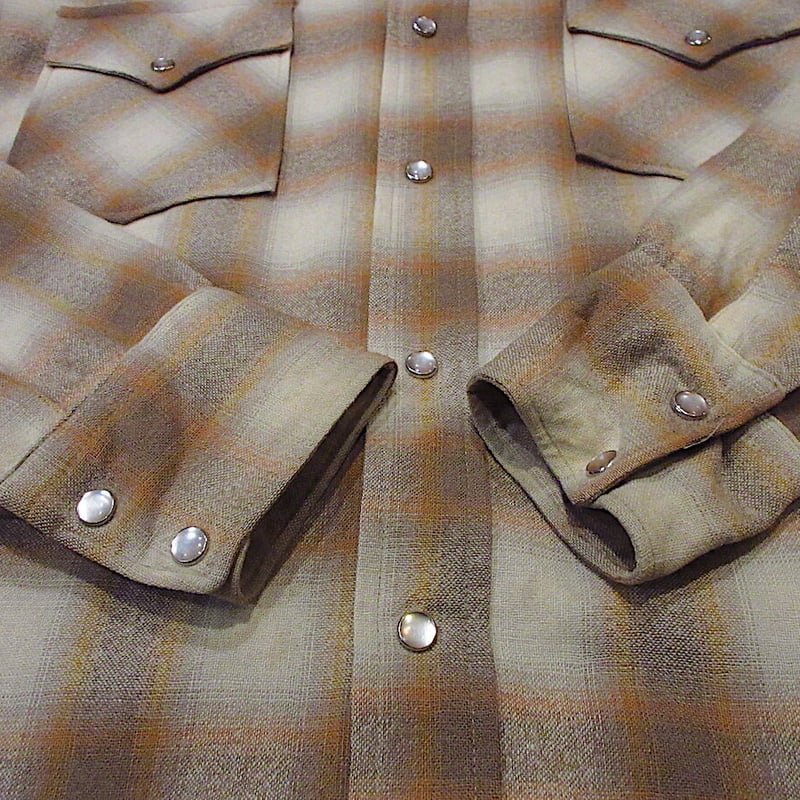 ビンテージ70's○PENDLETONシャドーチェックウールウエスタンシャツ