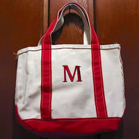 L.L.Bean●キャンバストートバッグ赤×白size S●230907c6-bag-tt エルエルビーンハンドバッグアウトドア鞄