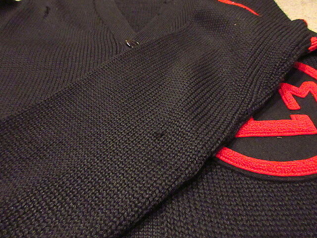 ビンテージ40's○Rugby Knitting Millsウールレターマンカーディガン黒