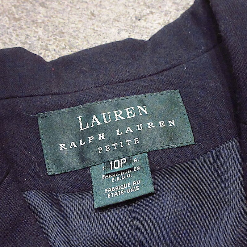 LAUREN RALPH LAURENレディース金ボタンテーラードジャケット紺size 10P