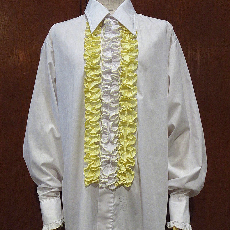 Palm Beach フリルシャツ  70s 古着 ヴィンテージ ビンテージ70's○Palm Beachテニスカフスフリルドレスシャツ白