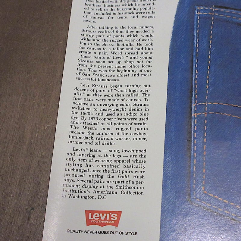 ビンテージ70's○Levi's BIG E 501アドバタイジングポスターB○260225z