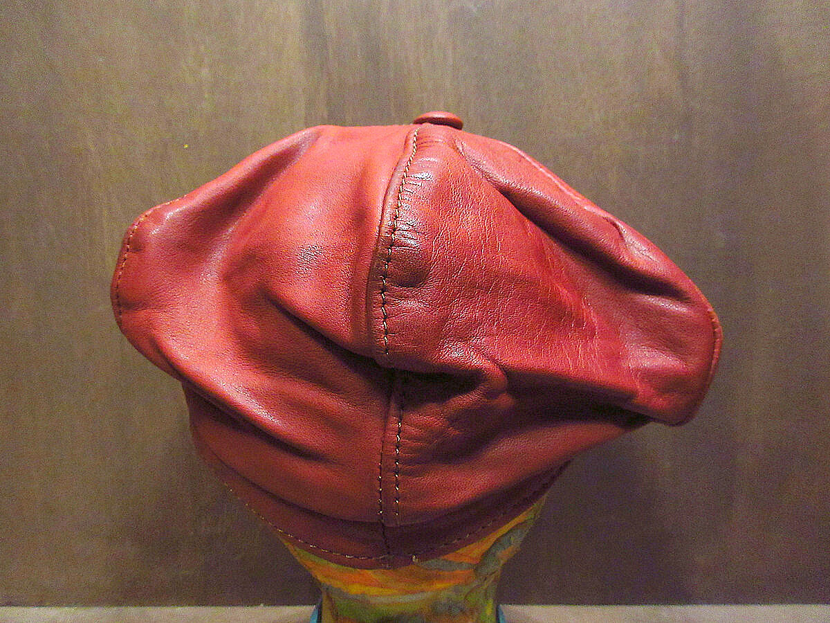 ビンテージ70's○DEADSTOCKレザー6パネルキャスケットsize S○210709s3