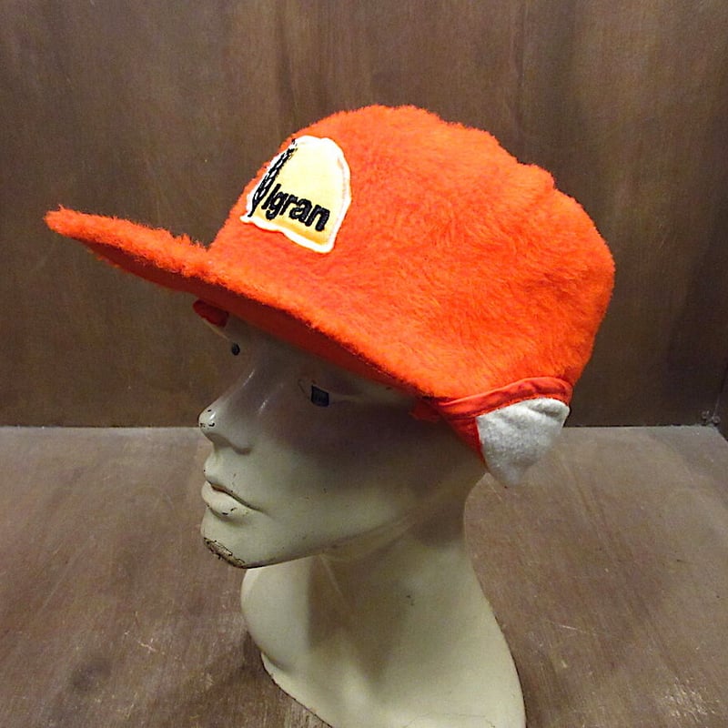 ビンテージ70's○Igran耳当て付き6パネルボアキャップオレンジ