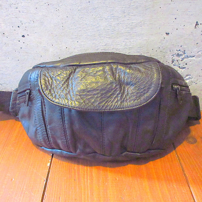 ビンテージ○レザーファニーパック黒○250607k4-bag-wstウエストバッグ 