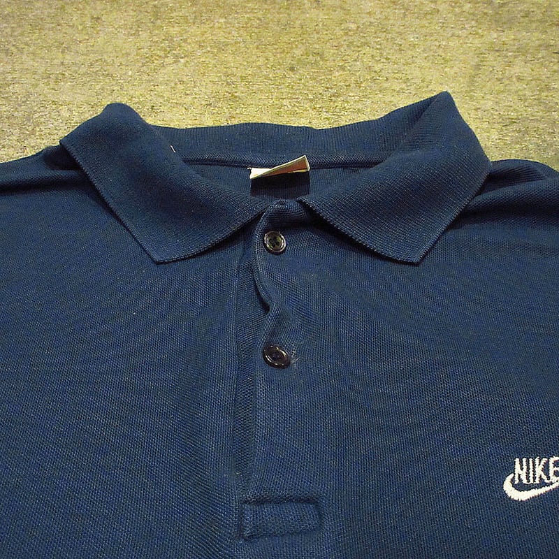 ビンテージ70's○NIKEオレンジスウォッシュポロシャツ紺