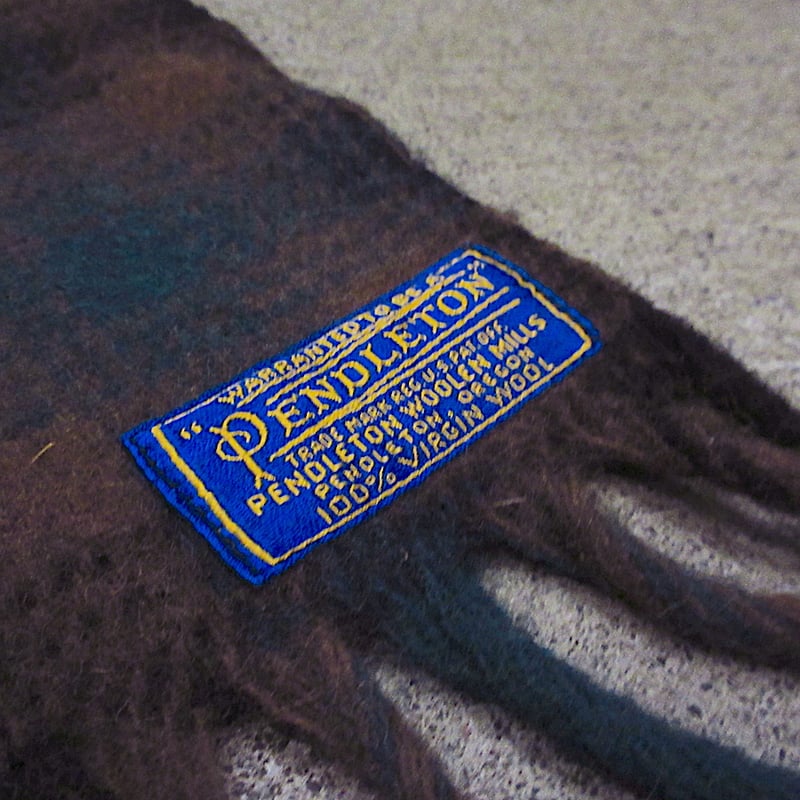 ビンテージ60's○PENDLETONケース付きチェック柄ウールブランケット約