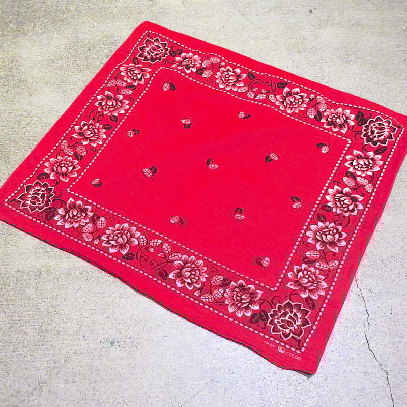 ビンテージ40's○FAST COLOR下鼻象マークコットンバンダナ赤○260204m6