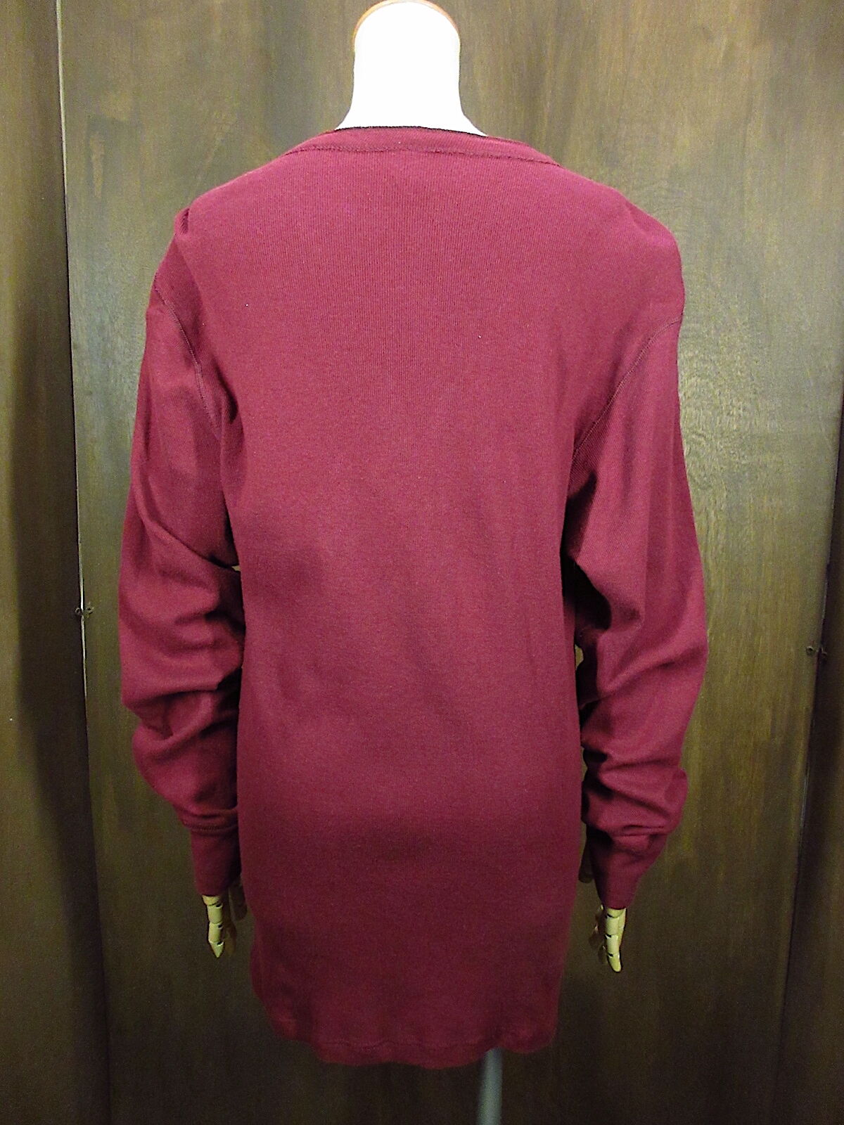 ビンテージ80's○ヘンリーネック長袖ロングスリーブTシャツ赤