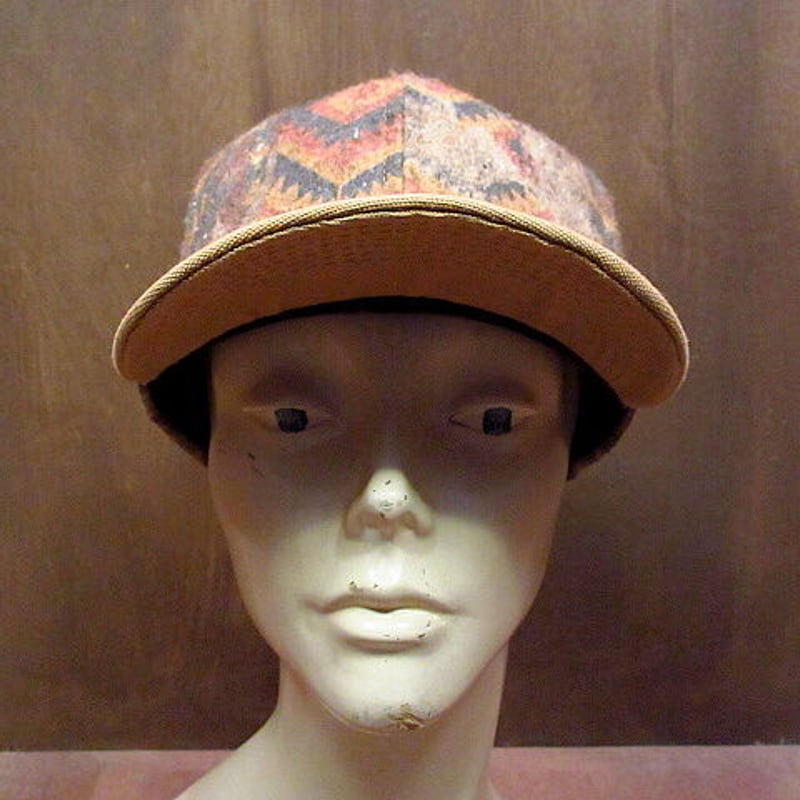 ビンテージ90's○Carhartt ネイティブ柄スナップバックウールキャップ