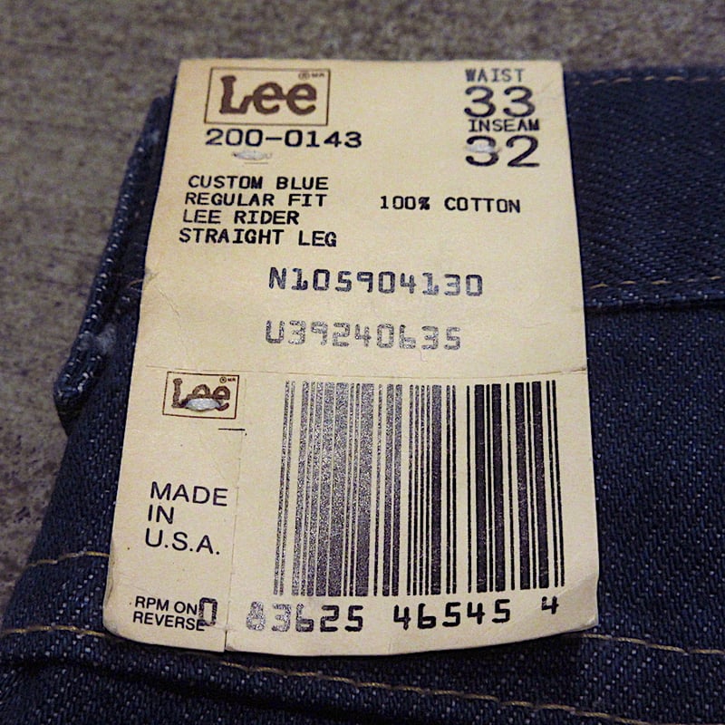 ビンテージ80's○DEADSTOCK Lee RIDERS 200-0143表記W33 L3