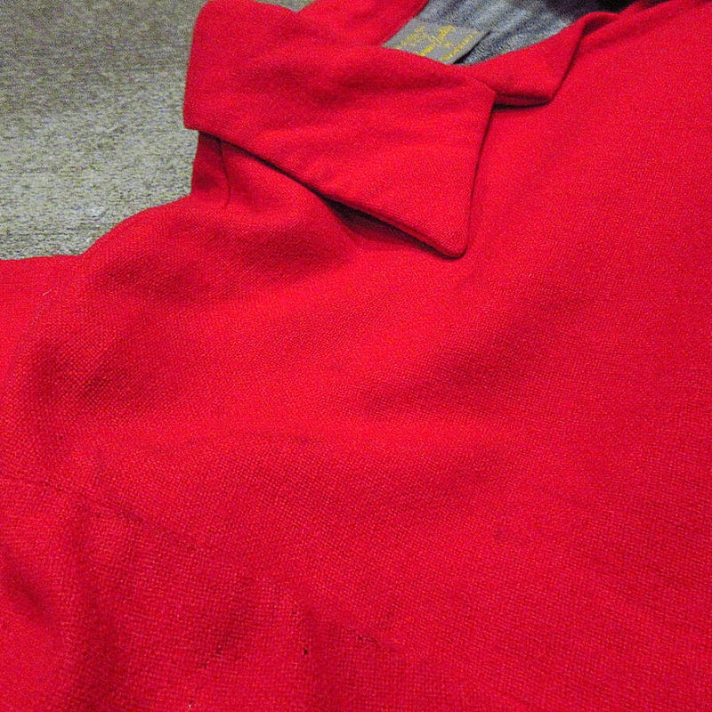 ビンテージ50's○Skylineウールループカラーシャツ赤size L○221203s2-m