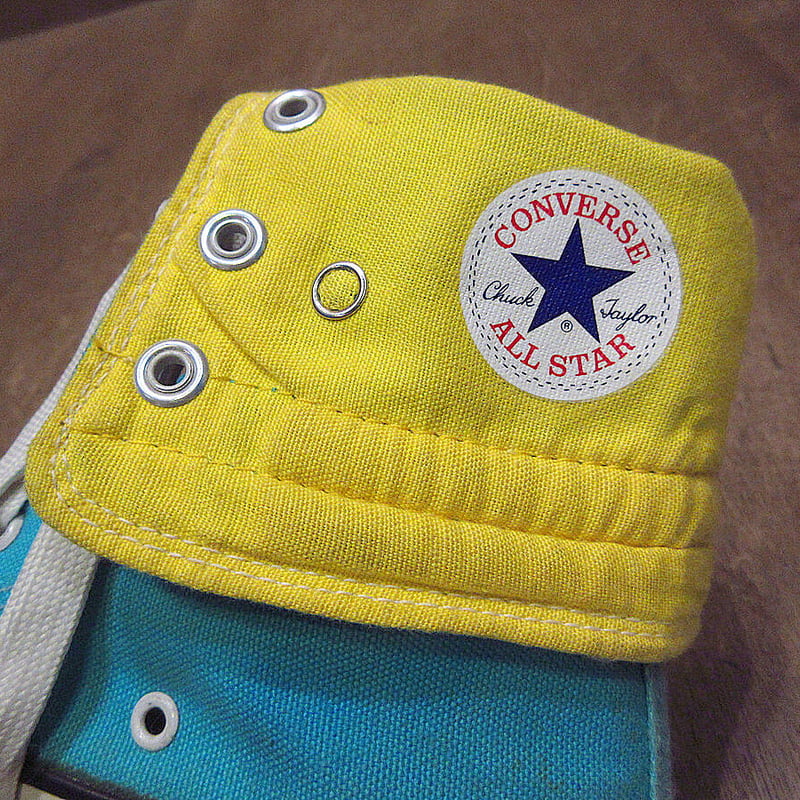 ビンテージ80's○CONVERSEオールスターニーハイ水色×黄6