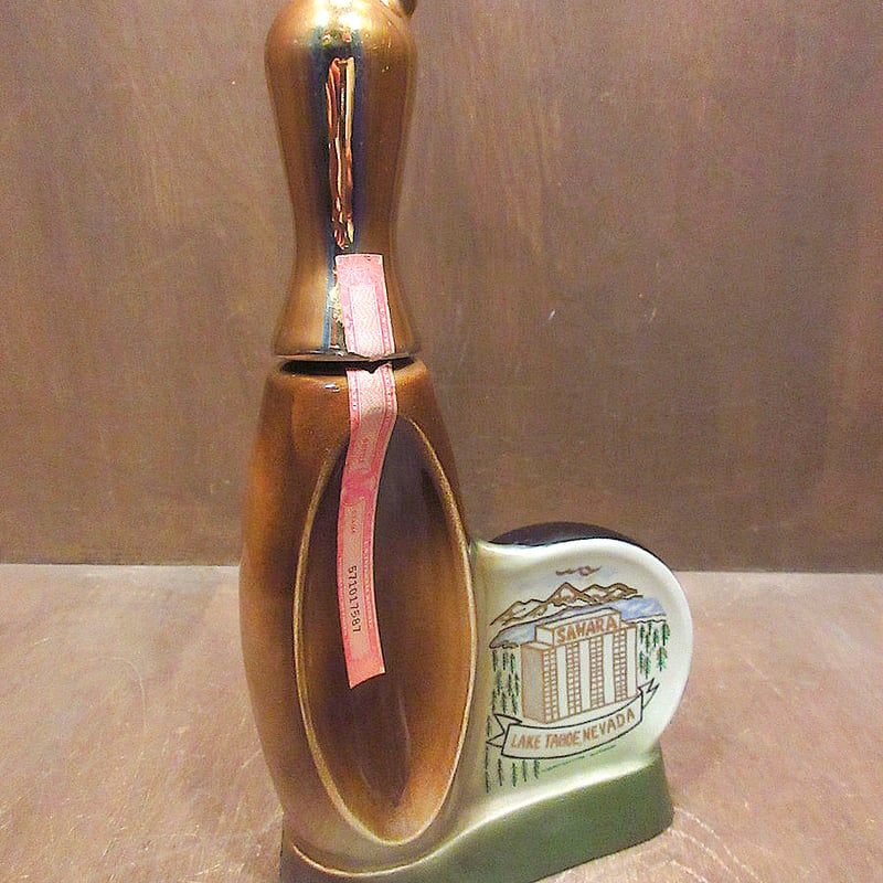 ビンテージ70's○Jim Beamボウリングセラミックデキャンタ○240213j1