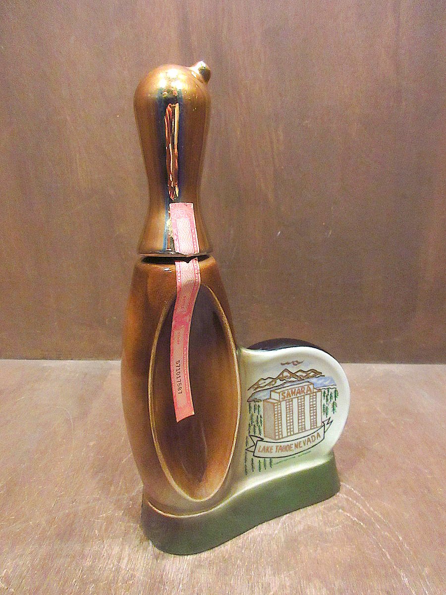 ビンテージ70's○Jim Beamボウリングセラミックデキャンタ○240213j1