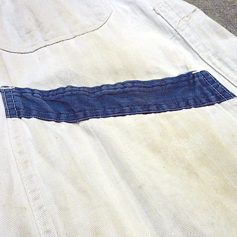 ビンテージ50's○UNIVERSAL CHICAGOヘリンボーンショップコート生成り