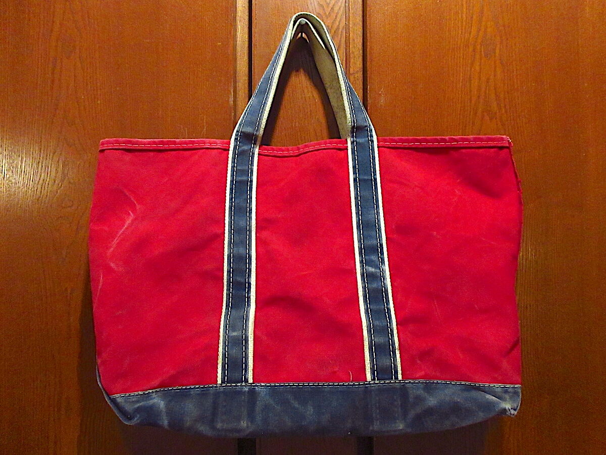 ビンテージ80's○L.L.Beanキャンバスデラックストートバッグ赤×紺size