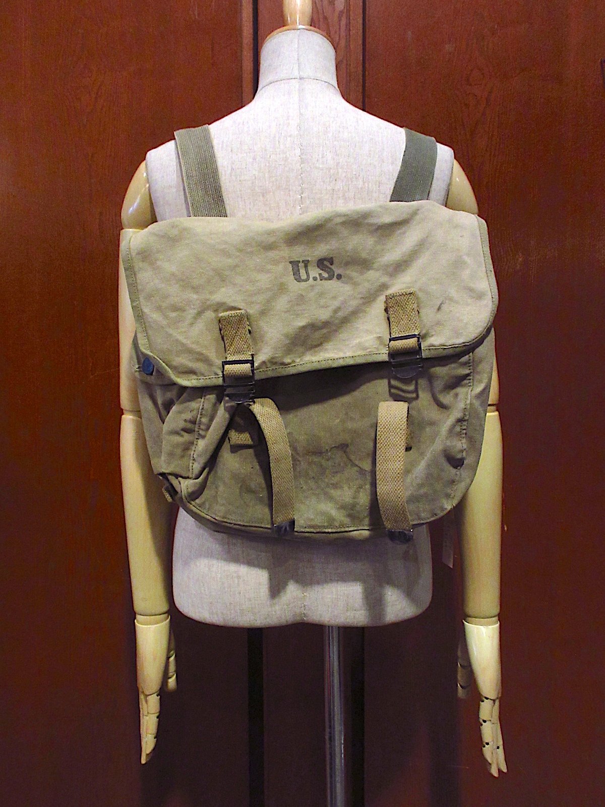 ビンテージ40's○U.S.ARMYステンシル入りミュゼットバッグ○240103m3