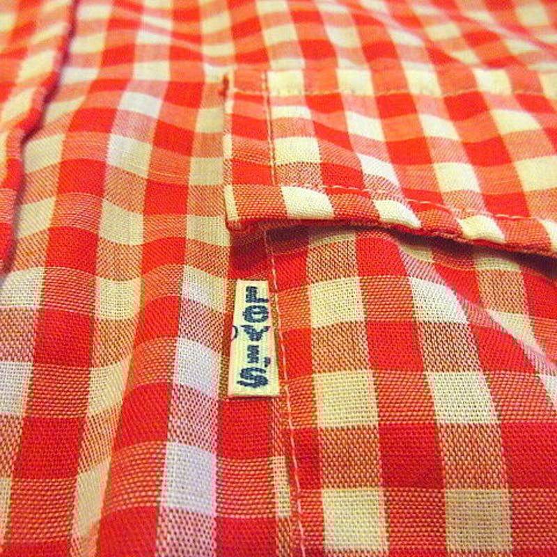 King Louie 70's ヴィンテージ　赤白チェック柄シャツ M King Louie 70's ヴィンテージ 赤白チェック柄シャツ M King