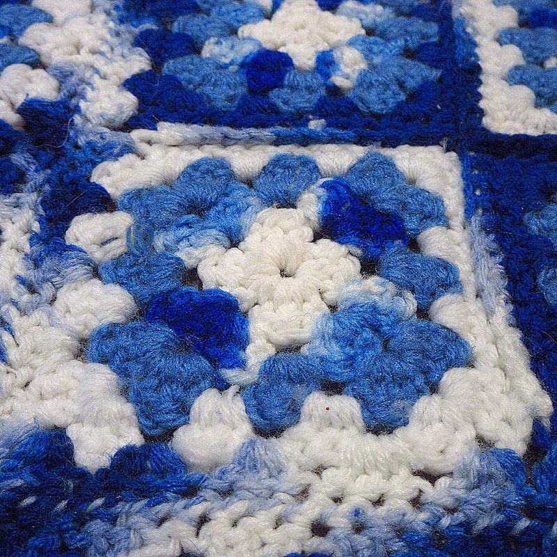 ⚓️模様ビンテージ毛布ブルーZAMBAITICOPERTIFICIO ITALY Vintage Cornflower Blue Terry Cloth Fabric // 18