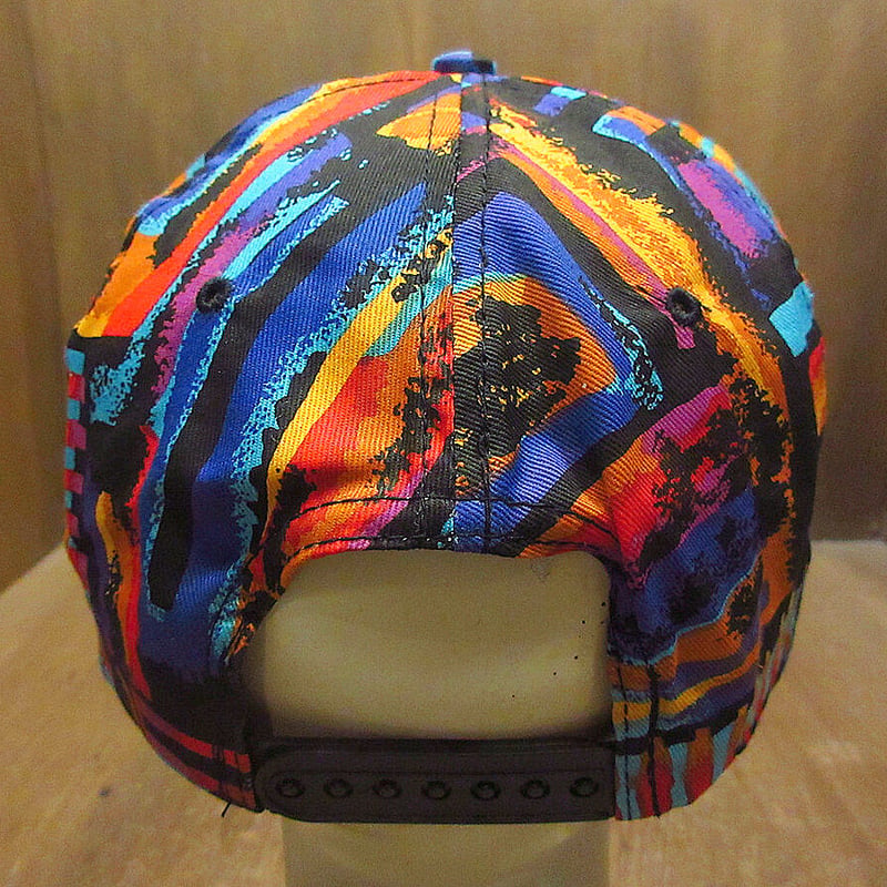 ビンテージ80's90's○DEADSTOCK CAMEO総柄スナップバックキャップ黒