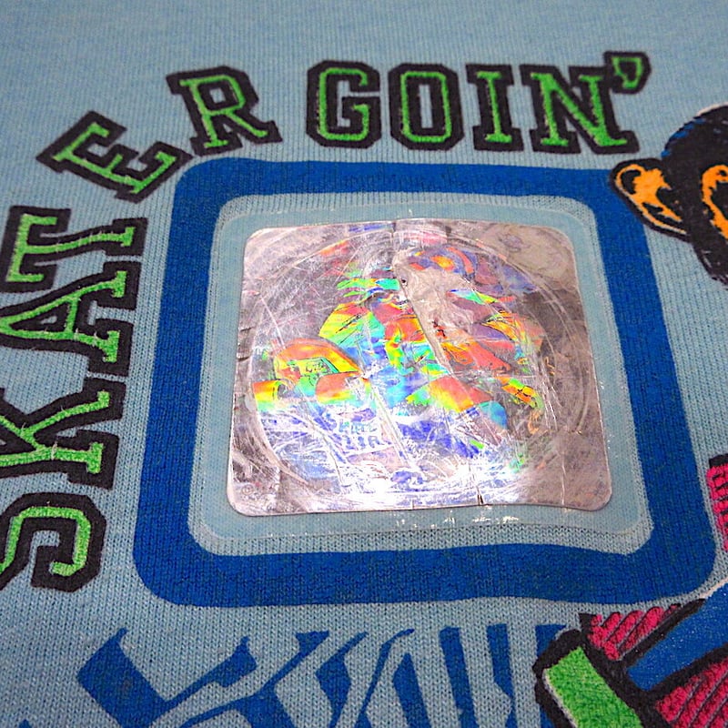 ビンテージ80's○LAZER VISIONキッズSKATER GOIN'プリントTシャツ水色