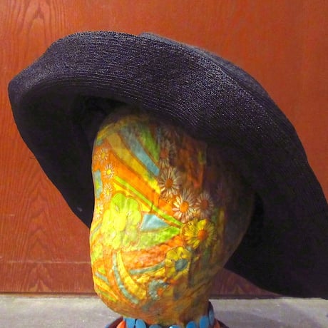 ビンテージ~40's●レディースストローハット黒●241125z5-w-ht-str麦わら帽子ブラック