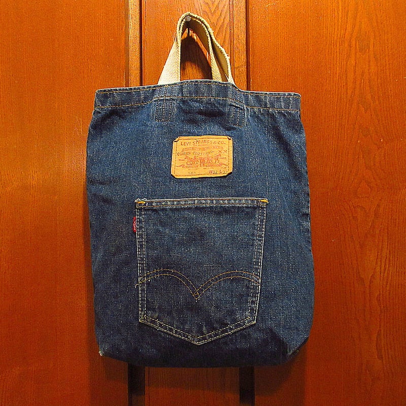 ビンテージ60's70's○Levi's 501 BIG Eデニムトートバッグ○210614f...