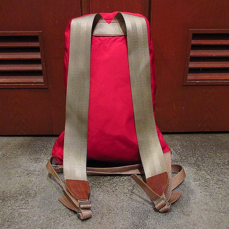 VINTAGE / ヴィンテージ古着 | 1980s ヴィンテージ GERRY ジェリー ボトムレザー 二層式 リュックサック バックパック USA製 | レッド / ブラウン | メンズ ビンテージ70's○GERRYナイロンバックパック赤○210710r8-bag-bp