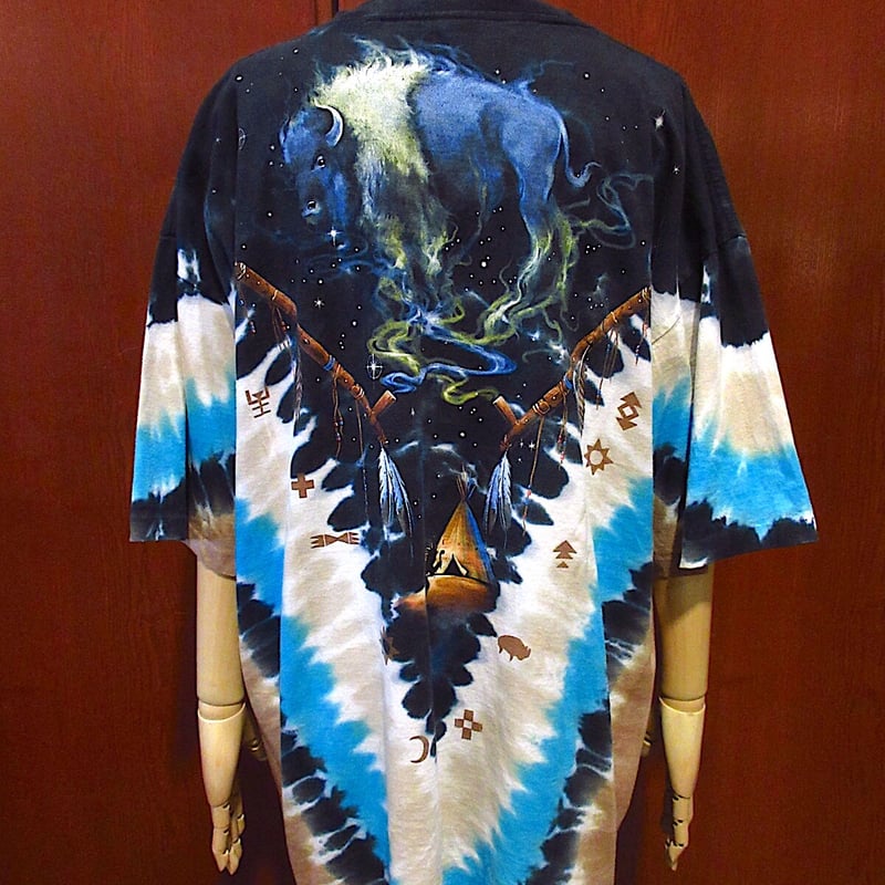 ビンテージ2000's●LIQUID BLUEバッファローネイティブタイダイTシャツsize X-LARGE●230720c3-m-tsh-td 00'sインディアンY2K古着 ビンテージ2000's○LIQUID BLUEバッファローネイティブタイダイT